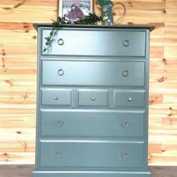 stag Tall Chest Of Drawers Vintage Wooden Dresser - thumbnail 3