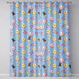Cute Bunny Ice Cream Donut Chick Kawaii Seamless Pattern Blue Background Readymade Eyelet Ring Top Thermal 100% Blackout Curtains - thumbnail 2