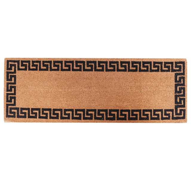 Extra Long Coir Doormat 40 X 125cm Greek Key Print Natural Coconut Dirt Trapper Non-Slip Mat Hall Rug - image 1