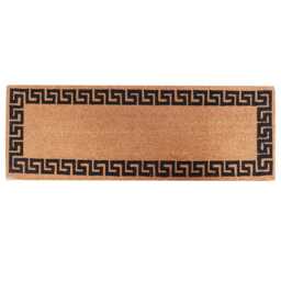 Extra Long Coir Doormat 40 X 125cm Greek Key Print Natural Coconut Dirt Trapper Non-Slip Mat Hall Rug - thumbnail 1
