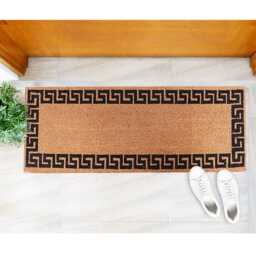 Extra Long Coir Doormat 40 X 125cm Greek Key Print Natural Coconut Dirt Trapper Non-Slip Mat Hall Rug - thumbnail 3
