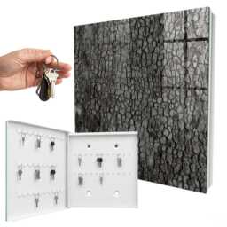 Tree Bark Key Cabinet For Home, Gray Industrial Box, Minimalist Textured, Nature Lovers - thumbnail 2