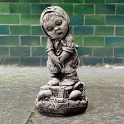 Crying Girl Statue Sad Concrete Sculpture Weeping Child Figurine Emotional Garden Decor Cement Ornament Outdoor Sentimental - thumbnail 1