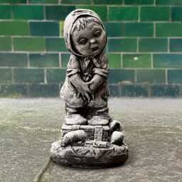 Crying Girl Statue Sad Concrete Sculpture Weeping Child Figurine Emotional Garden Decor Cement Ornament Outdoor Sentimental - thumbnail 3