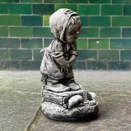 Crying Girl Statue Sad Concrete Sculpture Weeping Child Figurine Emotional Garden Decor Cement Ornament Outdoor Sentimental - thumbnail 2