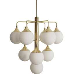 Mid Century Sputnik Chandelier, Handmade Brass Globe, 10 Light Dining Room Lighting Grappolo - thumbnail 2