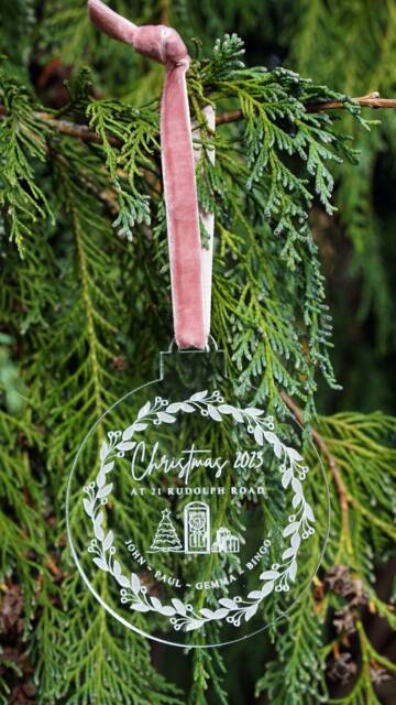 Personalised Family Home Bauble Christmas Decoration ~ Engraved, Stocking Filler, Family, Ornament, Tree, Acrylic, Names - image 1