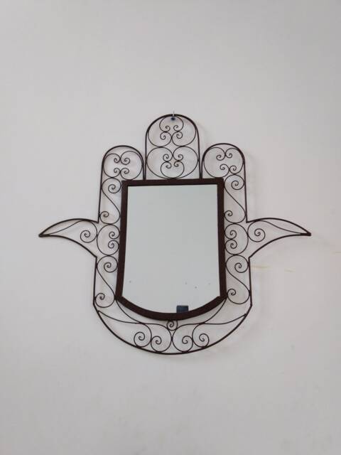 Forged Wrought Iron Hamsa Mirror Moroccan Decor - 70x50cm - image 1