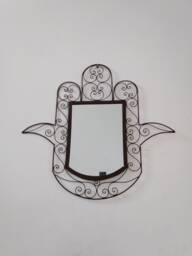 Forged Wrought Iron Hamsa Mirror Moroccan Decor - 70x50cm
