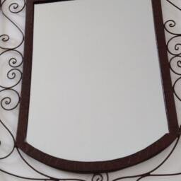 Forged Wrought Iron Hamsa Mirror Moroccan Decor - 70x50cm - thumbnail 3