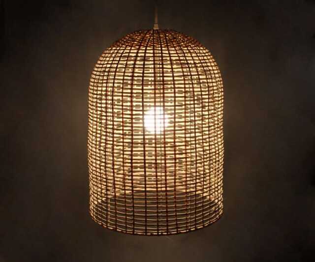 Rattan Pendant Light - Bamboo Lampshade, Woven Lighting - 17.7 Inches - image 1