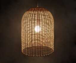 Rattan Pendant Light - Bamboo Lampshade, Woven Lighting - 17.7 Inches