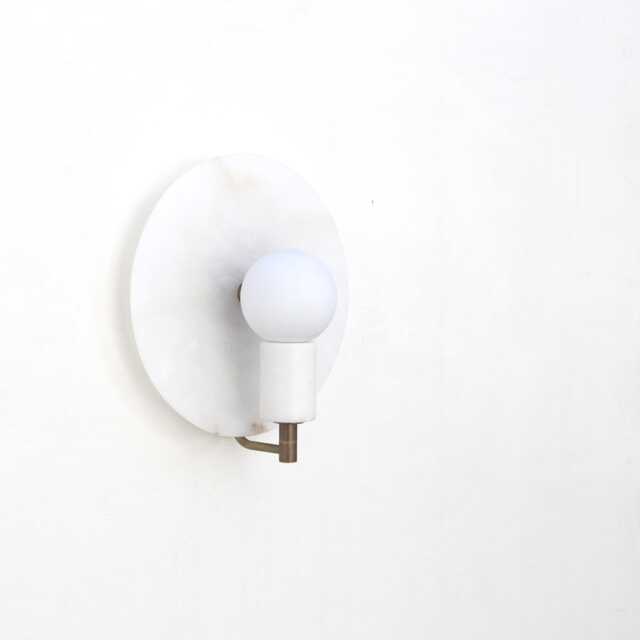 Brass Wall Sconce Light -Wall Light - With Alabaster Shade, Ul Listed, No.0202 - image 1