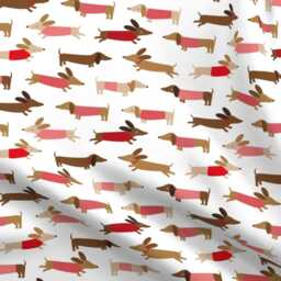Dachshund Sheet Set - Red Sweater Dogs, Cotton Sateen Bedding - thumbnail 4