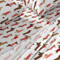 Dachshund Sheet Set - Red Sweater Dogs, Cotton Sateen Bedding - thumbnail 2