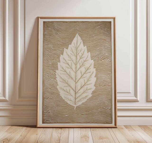 Leaf Poster, Minimalist Botanical Wall Art, Neutral Nature Print, Modern Line Art Illustration, Eco Inspired Home Decor Artwork - image 1