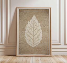 Leaf Poster, Minimalist Botanical Wall Art, Neutral Nature Print, Modern Line Art Illustration, Eco Inspired Home Decor Artwork - thumbnail 1