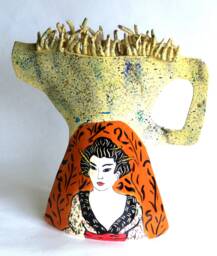 Ceramics Teapot Sculpture Beige Brown Figurative - thumbnail 1