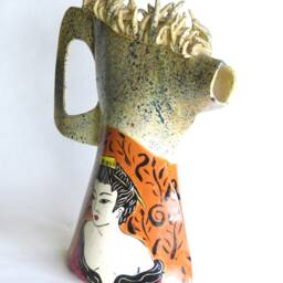 Ceramics Teapot Sculpture Beige Brown Figurative - thumbnail 2