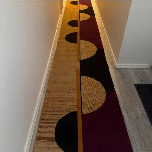Burgundy Cotton Runner Rug, Block Printed Stair - image 1