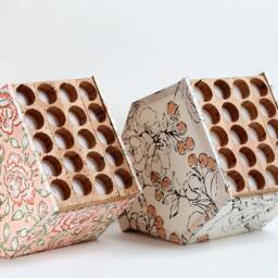 Sustainable Table Lamp Made With Cork & Cotton Paper Beautiful Floral Pattern. Handcrafted, Eco-Friendly & Minimalist Lighting Design - thumbnail 2