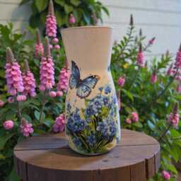 Forget Me Nots Flower Vase, Butterfly, Gifts For Mum, Nan, Housewarming Gifts, Birthday, Memorial, Decor - thumbnail 2