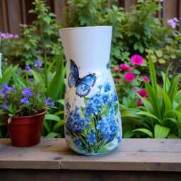 Forget Me Nots Flower Vase, Butterfly, Gifts For Mum, Nan, Housewarming Gifts, Birthday, Memorial, Decor - thumbnail 1