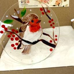 Hand Painted Robin Christmas Bauble Glass Hanging Decoration - thumbnail 3
