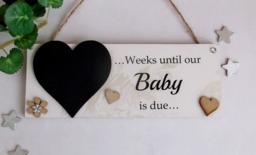 Weeks Until Our Baby Is Due Chalkboard Wooden Plaque - thumbnail 1