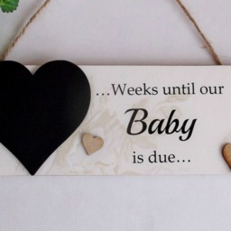 Weeks Until Our Baby Is Due Chalkboard Wooden Plaque - thumbnail 2