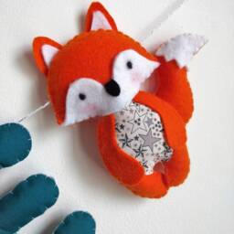 Fabric Name Garland/Letters Banner/Baby Room Decoration/Wall Art Nursery/ Fox Grey Blue Design - thumbnail 2