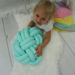 "Mint Knot Pillow Handmade Cotton Decorative Cushion - 12.6""x16.14" - thumbnail 2