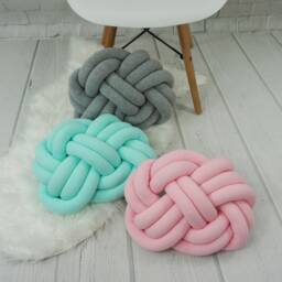 "Mint Knot Pillow Handmade Cotton Decorative Cushion - 12.6""x16.14" - thumbnail 3
