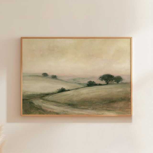 Sage Valley Poster, Lake Landscape Wall Art, Neutral Hills Print - image 1