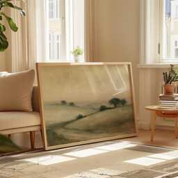 Sage Valley Poster, Lake Landscape Wall Art, Neutral Hills Print - thumbnail 4