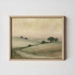 Sage Valley Poster, Lake Landscape Wall Art, Neutral Hills Print - thumbnail 3