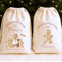 Gingerbread Stocking Custom & Sack Personalized Christmas Stockings Gift Bags Family Holiday Gifts - thumbnail 4
