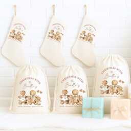 Gingerbread Stocking Custom & Sack Personalized Christmas Stockings Gift Bags Family Holiday Gifts - thumbnail 1