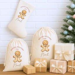 Gingerbread Stocking Custom & Sack Personalized Christmas Stockings Gift Bags Family Holiday Gifts - thumbnail 2