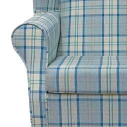 Large Blue & Cream Plaid High Back Chair - Upholstered Armchair Handmade in Britain - thumbnail 3