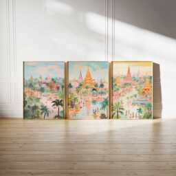 Set Of 3 Cambodia Posters, Prints, Travel Wall Art Set, Temple Landscape Angkor Wat Posters - thumbnail 2