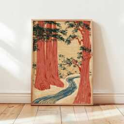 Cedar Forest Poster, Woodland Landscape Wall Art, Nature Print - thumbnail 4