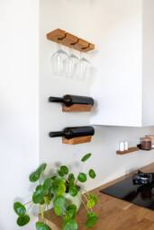 Wine Bottle Holder - Magnetic Wine Botle Shelf Made Of Solid Oak Wood
