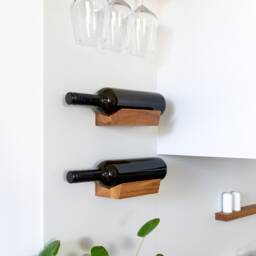 Wine Bottle Holder - Magnetic Wine Botle Shelf Made Of Solid Oak Wood - thumbnail 2