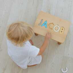 Name Puzzle Step Stool Bench Toddler With Baby Boy Birthday Gif Shower Gift Wooden Chair Gifts For Kids - thumbnail 4