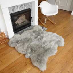 Giant Sheepskin Double Xxl Grey Throw Genuine Leather Sheep Skin 50 - thumbnail 4