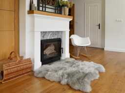 Giant Sheepskin Double Xxl Grey Throw Genuine Leather Sheep Skin 50 - thumbnail 1