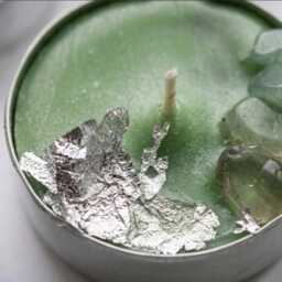 Green Aventurine Tea-Light Candles, Gardenia Scent, , Altar Rock Candle, Witchy Decor, Chakra Wedding Favors, Herbs - thumbnail 2