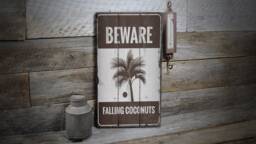 Coconut Decor Sign, Palm Tree Wood Gift Ocean Lifestyle, Decor, Wooden Sale Wall - Old Sign - thumbnail 1