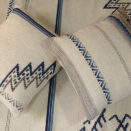 Set Of Two White Pillow Covers. Handwoven Unique Throw Pillows . Decorative Handmade Wool Cushions - thumbnail 2